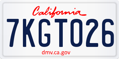 CA license plate 7KGT026