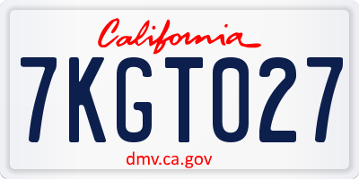 CA license plate 7KGT027
