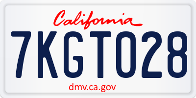 CA license plate 7KGT028