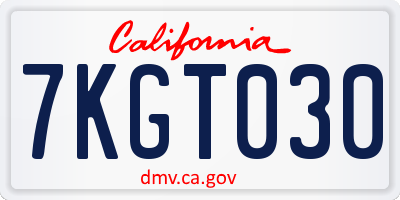 CA license plate 7KGT030