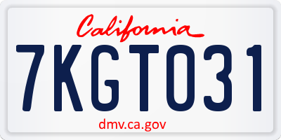 CA license plate 7KGT031