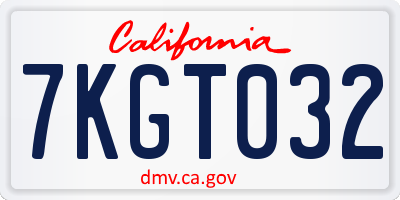 CA license plate 7KGT032