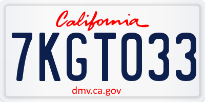 CA license plate 7KGT033
