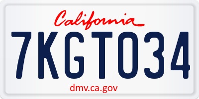 CA license plate 7KGT034