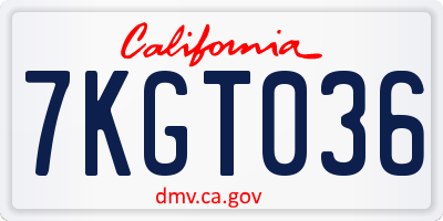 CA license plate 7KGT036