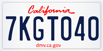 CA license plate 7KGT040