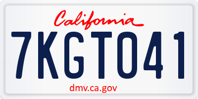 CA license plate 7KGT041
