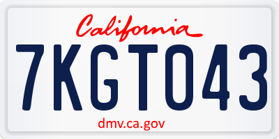 CA license plate 7KGT043