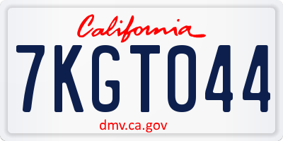 CA license plate 7KGT044