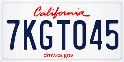 CA license plate 7KGT045