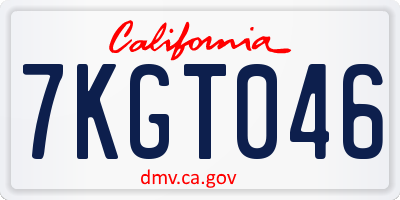 CA license plate 7KGT046