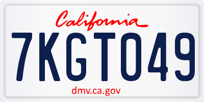 CA license plate 7KGT049