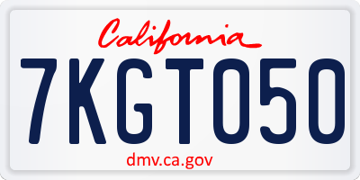 CA license plate 7KGT050