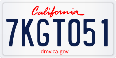 CA license plate 7KGT051