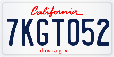 CA license plate 7KGT052