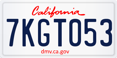 CA license plate 7KGT053