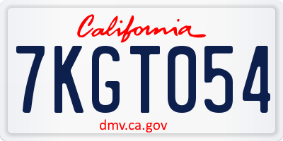 CA license plate 7KGT054