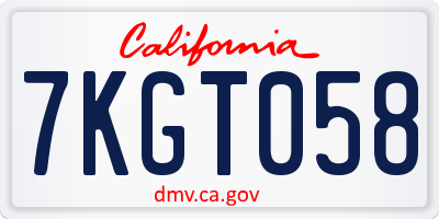 CA license plate 7KGT058