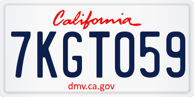 CA license plate 7KGT059
