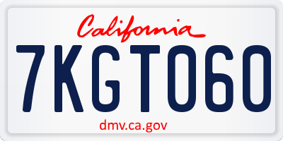 CA license plate 7KGT060