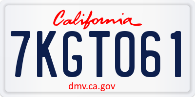 CA license plate 7KGT061