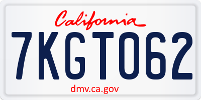 CA license plate 7KGT062