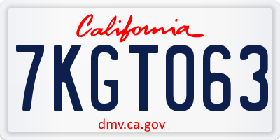 CA license plate 7KGT063