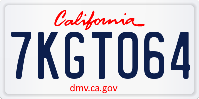 CA license plate 7KGT064