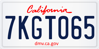 CA license plate 7KGT065