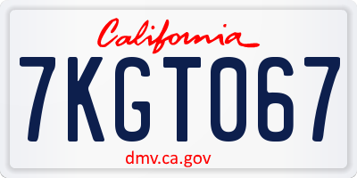 CA license plate 7KGT067
