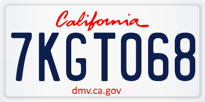 CA license plate 7KGT068