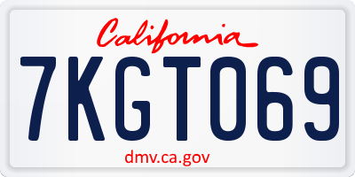 CA license plate 7KGT069