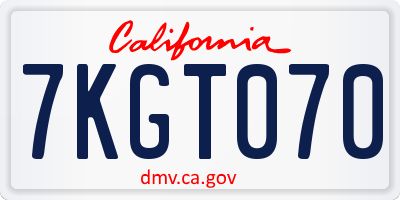 CA license plate 7KGT070