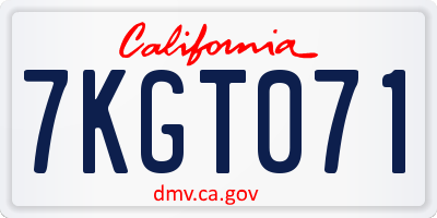 CA license plate 7KGT071
