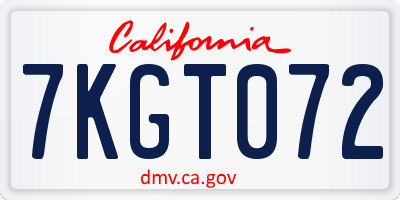 CA license plate 7KGT072