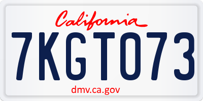 CA license plate 7KGT073