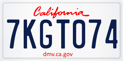 CA license plate 7KGT074