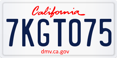 CA license plate 7KGT075