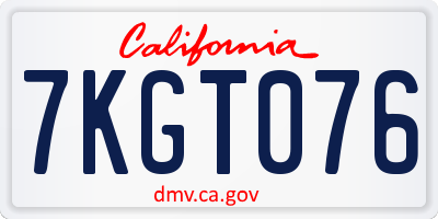 CA license plate 7KGT076