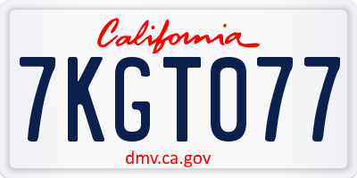 CA license plate 7KGT077