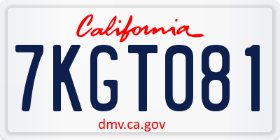 CA license plate 7KGT081