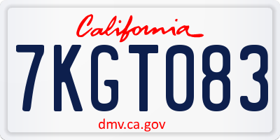 CA license plate 7KGT083