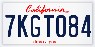 CA license plate 7KGT084