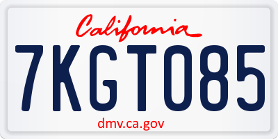 CA license plate 7KGT085