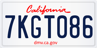 CA license plate 7KGT086