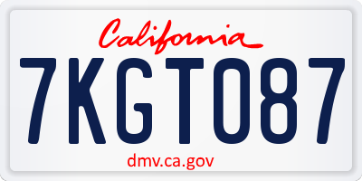 CA license plate 7KGT087