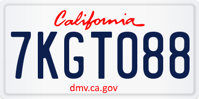 CA license plate 7KGT088