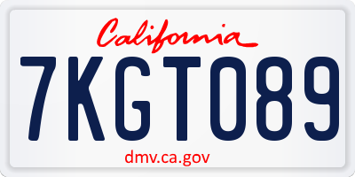 CA license plate 7KGT089