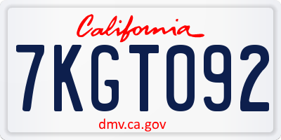 CA license plate 7KGT092