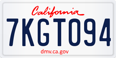 CA license plate 7KGT094